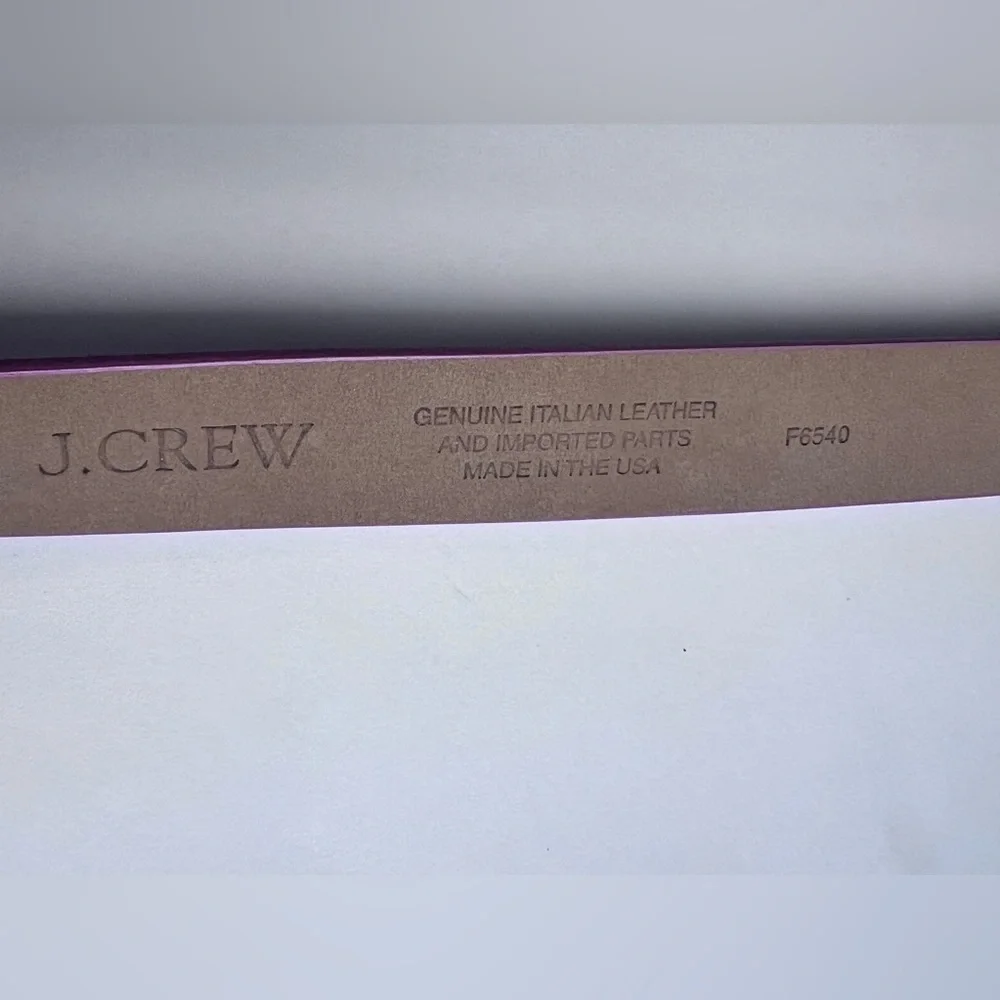 J.Crew Women's Pink Italian Leather Suede Belt Gold tone Buckle Sz Medium NWT